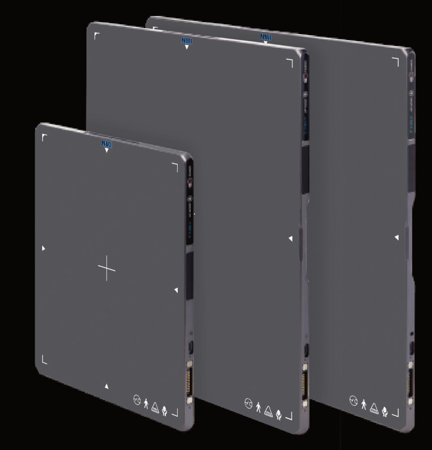 NMI Saturn 8000 F Series wireless flat panel detectors in three sizes